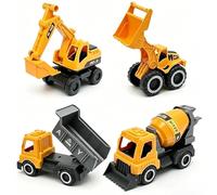 Camions jouet de construction | avec pelleteuse et bulldozer jouets éducatifs - Set de 4 véhicules de chantier jeux de sable | pour enfants et filles intérieur extérieur jardin cour plage