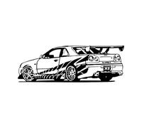 Camions Voitures Fast And Furious Voitures de sport Course Stickers lettrage 25x72.3cm Stickers pour vitres Noir