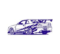 Camions Voitures Fast And Furious Voitures de sport Course Stickers lettrage 50x144.5cm Décoration de magasin Bleu foncé