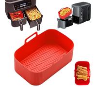 Camiraft 1 Paquet Moule Air Fryer pour Ninja Foodi AF400EU 9.5L,Moule Silicone Airfryer pour Ninja Double Stack XL SL400EU,Accessoire Air Fryer,Moule Silicone Airfryer Pot(Rouge)