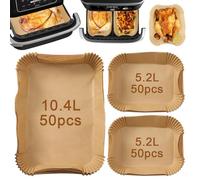 Camiraft 150 Pièces Papier Cuisson Air Fryer,Papier Friteuse Jetable Pour Ninja Foodi Flex 10.4 L AF500EU,Rectangulair Paper Liner Friteuse Huile Accessoires pour Ninja AF500EU