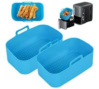 Camiraft 2 Paquet Moule Air Fryer pour Ninja Foodi AF400EU 9.5L,Moule Silicone Airfryer pour Ninja Double Stack XL SL400EU,Accessoire Air Fryer,Moule Silicone Airfryer Pot(Bleu)