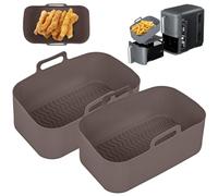 Camiraft 2 Paquet Moule Air Fryer pour Ninja Foodi AF400EU 9.5L,Moule Silicone Airfryer pour Ninja Double Stack XL SL400EU,Accessoire Air Fryer,Moule Silicone Airfryer Pot(Café)