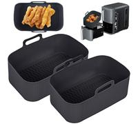 Camiraft 2 Paquet Moule Silicone Airfryer pour Ninja Double Stack XL SL400EU,Moule Air Fryer pour Ninja Foodi AF400EU 9.5L,Accessoire Air Fryer,Moule Silicone Airfryer Pot(Noir)
