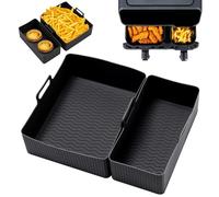 Camiraft Moule Silicone Air Fryer pour Moulinex EZ901820 5,2/3,1 L, 2 Pièces Plat Silicone Air Fryer pour Tefal EY901840,Air Fryer Accessoires pour Tower T17099 Salter Lakeland - Noir