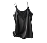 Camis Et Débardeurs Femme - Grande Dentelle Soie Sling Col En V Dentelle Soie Camisole Femmes Base Top Soie Top Femmes Camis Satin Sling Blanc Top Vert Dentelle Top, Noir, Xxl