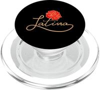 Camiseta Mujer Latina Con Flor Rosa Moderna PopSockets PopGrip pour MagSafe