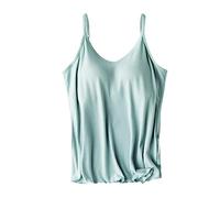 Camisole avec Soutien-Gorge intégré en Coton pour Femme - Caraco réglable avec Soutien-Gorge à Armatures, Z04 Bleu Clair, M