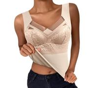 Camisole Coussinets Rembourrés Épais Minceur Corps Soutien-gorge Top De Velours Non Marquant Auto-Chauffant Sous-vêtements Thermiques Femme Noir Noir, beige, XXL