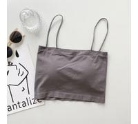 Camisole de sport décontractée à une épaule pour femme avec bonnet fixe pour éviter l'exposition au quotidien ou les vacances Noir (gris)