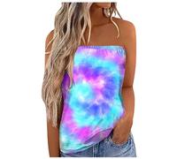 Camisole Femme - 2024 Femmes Bustier Bandeau Tops Tunique Rembourré Haut Scoop Neck Basiques Moulantes Y2K Gilet Tendance Doux et Confortable Base Blouse Top