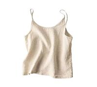 Camisole Femme Couleur Unie Coton et Lin Débardeur Chic et Élégant sans Manches Chemise Exercice Yoga Shirt Haut Femme Sexy Chic Coton Lin Col en U Camisoles de Course à Pied Camis Confortable