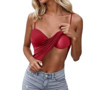 Camisole Femme Débardeur avec Soutien Debardeur Gorge Integre sans Bretelles Haut Blanc Chic Forme Ajustable Top Ete Noir Rembourré Invisible pour Les Rendez-Vous Galants Débardeurs
