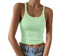 Camisole Femme Débardeur - Coton Unie T Shirts Hauts Crochet Top Ete Fluide Ample Chic Bretelles Spaghetti Cami Chic Col Rond T-Shirt 2024 Femmes Bustier Bandeau Tops T-Shirt de Plage