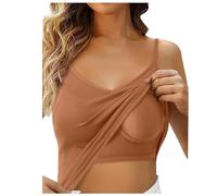 Camisole Femme Débardeurs Sport Femmes Slim Fit avec Soutien-Gorge Intégré Bretelles Larges Débardeur de Base Camis Respirant et Confortable pour Yoga