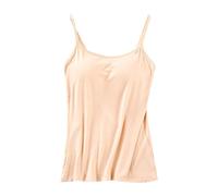 Camisole haut pour femme avec soutien-gorge intégré, débardeur à bretelles pour femme, débardeur confortable et extensible, couleur unie, col rond, caraco super doux, sans manches, tunique légère et