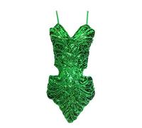 Camisole sans Manches Paillettes Débardeur Femme Robe De Danse Latine Vert Taille Unique