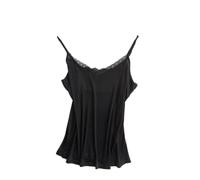 Camisole Sans Manches Pour Femmes - Débardeurs En Satin De Soie Col En V Cami Décontracté Haut En Dentelle Sans Manches Camisole Blouses Débardeur Basique D'Été, Comme Indiqué, Xl