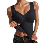 Camisole thermique en velours sans coutures doublée avec rembourrage épais pour plus de chaleur et de confort, Noir , XXL