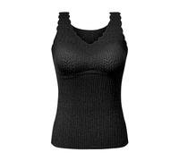 Camisole thermique pour femme, débardeur thermique sans manches pour femme, gilet d'hiver doux et confortable, sans manches, gilet en polaire fin avec soutien-gorge, gilet chaud à col en V, Noir , M