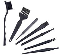 Camkix Lot de 9 brosses Multi-usages (Noir) - 7 brosses de Tailles Multiples, 1 Pince Antistatique, 1 Chiffon de Nettoyage, Petits espaces - Ordinateurs, claviers, Circuits imprimés, aérations