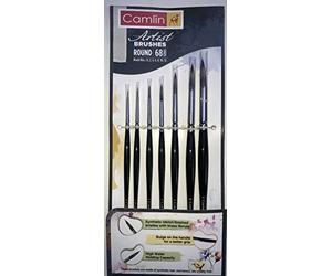 Camlin Anmol Art & Frames Kokuyo Lot de 7 pinceaux ronds synthétiques Série 68