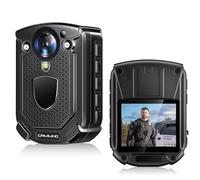 CAMMHD W1 32G HD 3840 * 2160P/4K Body Cam 10-12Hrs Enregistrement vidéo IP68 Étanche Code vidéo H.265 Vision Nocturne Caméra Piéton, Caméra corporelle Portable avec 2 Clips rotatifs à 360°