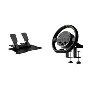 CAMMUS Racing Wheels, enjoliveur de roue en cuir + support de bureau, palettes de changement de vitesse magnétiques, fonctionnement PC haute performance - noir (C5-3 pièces)
