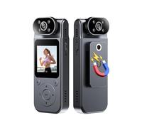 Camnoon Caméra corporelle 1080P avec enregistrement audio et vidéo Mini caméra portable avec caméscope, objectif rotatif à 180°, vision nocturne avec clip arrière magnétique