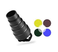 Camnoon Kit de Snoot pour Flash avec 5 Filtres et Une Grille Nid d'abeille, Snoot Conique pour Flashs D'appareil Photo, Idéal la Photographie en Extérieur, Les Mariages et Les