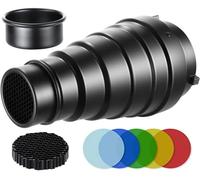 Camnoon Snoot conique en métal avec grille nid d'abeille 5pcs Kit de filtre couleur pour Bowens Mount Studio stroboscope Monolight Photographie Flash