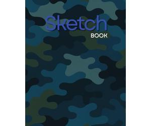 Camo Sketch Book 8x10: Blue & Green Army Camouflage Drawing Notebook (8x10 • 100 Pages • Dot Grid)