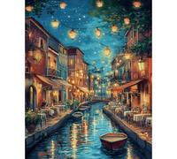 Camocin Art Peinture par numéros Venise adulte, paysage peinture par numéros pour adulte, peinture par numéros pour rivière, décoration d'intérieur, sans cadre, 40 x 50 cm