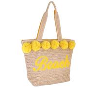 Camomilla Cabas de Plage Femme, Fibres Naturelles, Collection Pompon, Taille M, Couleur Jaune