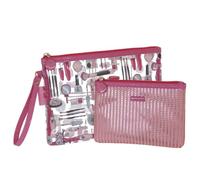 Camomilla Set 2 Etuis à Maquillage Femme, PVC, Collection Kiss & Go, Couleur Rose