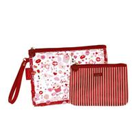 Camomilla Set 2 Etuis à Maquillage Femme, PVC, Collection Love Peek, Couleur Rouge