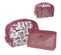 Camomilla Set 2 Trousses de Maquillage Femme, PVC, Collection Kiss & Go, Couleur Rose