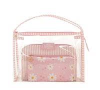 Camomilla Set 3 Trousses de Maquillage Femme, PVC, Collection Daisy Love, Couleur Rose