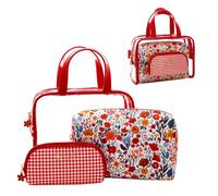 Camomilla Set 3 Trousses de Maquillage Femme, PVC, Collection Sweet Bloom, Taille M, Couleur Rouge