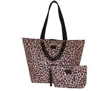 Camomilla Set Sac de Plage Femme + Pochette, Tissu, Collection Leo, Taille L, Couleur Noir