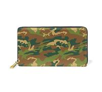 Camouflage Armée des Marais Militaire Portefeuille Zipper Long Bourse en Cuir Véritable avec Titulaire de la Carte de Crédit pour Téléphone Femmes Fille Hommes