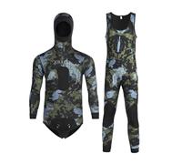 Camouflage Combinaison Plongée Complète Homme Manches Longues en Néoprène 3mm,Hauts à Capuche de Combinaison et Pantalon de Plongée pour Surf Natation Snorkeling Chasse sous-Marine 3XL