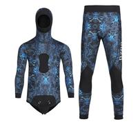 Camouflage Combinaison Plongée Complète Homme Manches Longues en Néoprène 3mm,Hauts à Capuche de Combinaison et Pantalon de Plongée pour Surf Natation Snorkeling Chasse sous-Marine XL