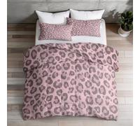 Camouflage Couette 4 Saisons 220 x 240 cm - Imprimé Léopard Animal Imprimée Reversible Édredon sans Housse, Rose Clair Lavable Douce et Confortable Couette avec 2 Taies 65x65 cm