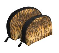 Camouflage De Texture De Fourrure De Tigre, Trousse de Maquillage Coquille Femme Petit Porte-Monnaie Trousse de Toilette Trousse à cosmétiques 2 pièces