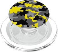 Camouflage Jaune et Noir Gris Camouflage Chasse Tendance PopSockets PopGrip pour MagSafe