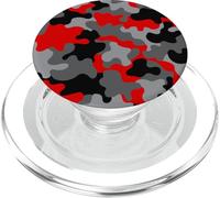 Camouflage Mignon Rouge et Noir Gris Chasse Tendance Camouflage PopSockets PopGrip pour MagSafe