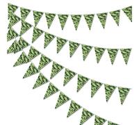 Camouflage papier Bunting, 3M Camo Pennant Banner avec 10 drapeaux triangulaires pour les décorations d'anniversaire de l'armée, fournitures de fête militaire, thème de la jungle, chasse, camping, évé