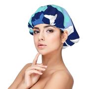 Camouflage requin bleu,Bonnet de nuit en satin pour adulte - Bonnet de nuit élastique pour femme, couvre-cheveux de nuit