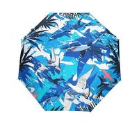 Camouflage Requin Bleu Oiseau Parapluie Pliant Enfant Garçons Filles Automatique Protection UV Parapluies Coupe-Vent pour Voyager